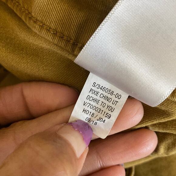 Old Navy Pixie Pant Stretch Ankle Chino Ochre Brown with tuxedo stripe on side - Picture 8 of 10